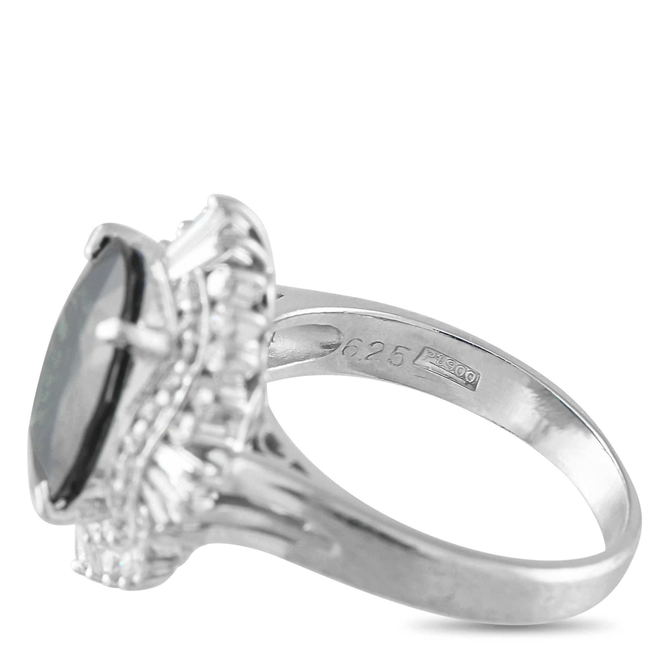 Exclusive Platinum 1.01ct Diamond and Green Sapphire Ring