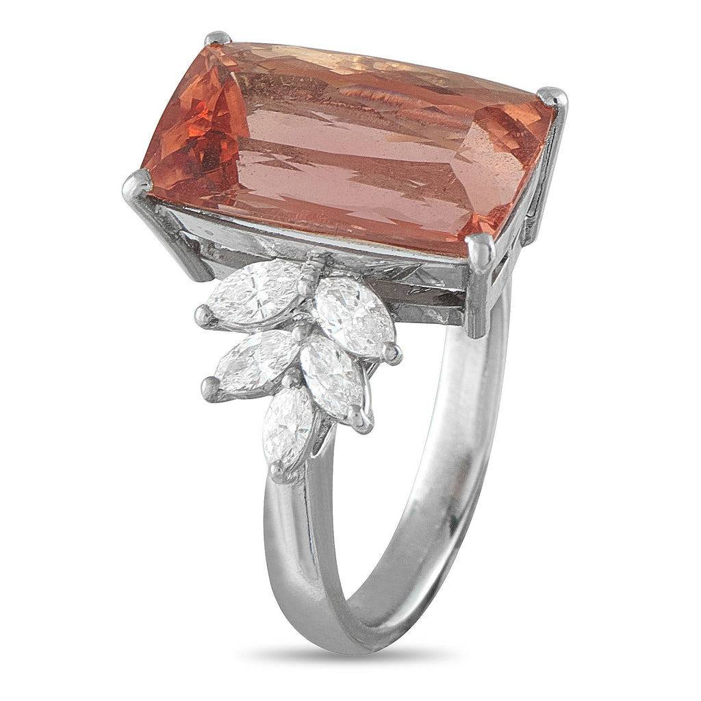 Exclusive Platinum 0.68ct Diamond and Imperial Topaz Ring