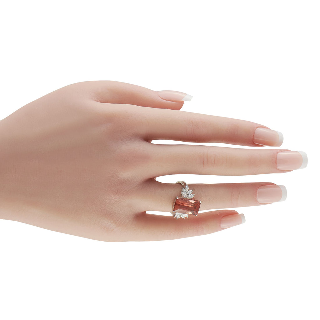 Exclusive Platinum 0.68ct Diamond and Imperial Topaz Ring