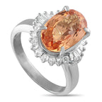 Exclusive Platinum 0.50ct Diamond and Imperial Topaz Ring - This luxury ring is poised to add a stylish pop of color to any outfit. At the center of the detailed Platinum setting, a rad