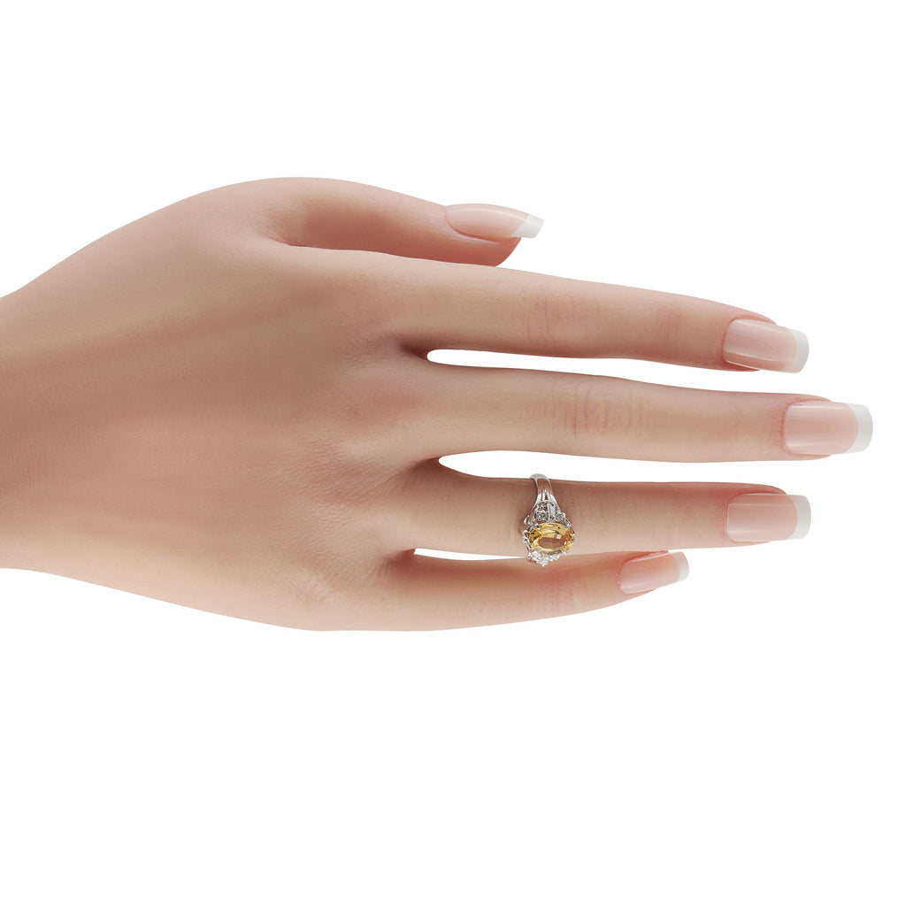 Exclusive Platinum 0.16ct Diamond and Imperial Topaz Ring