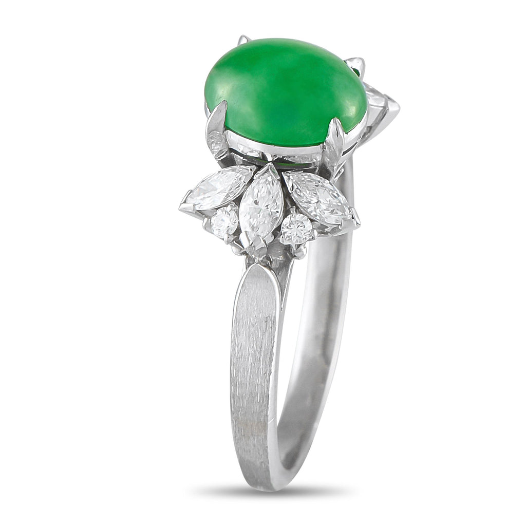 Exclusive Platinum 0.40ct Diamond and Jade Ring
