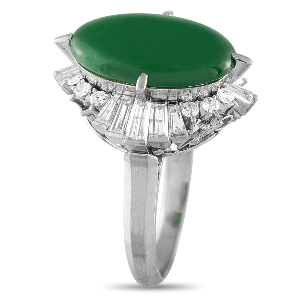 Exclusive Platinum 1.06ct Diamond and Jade Ring