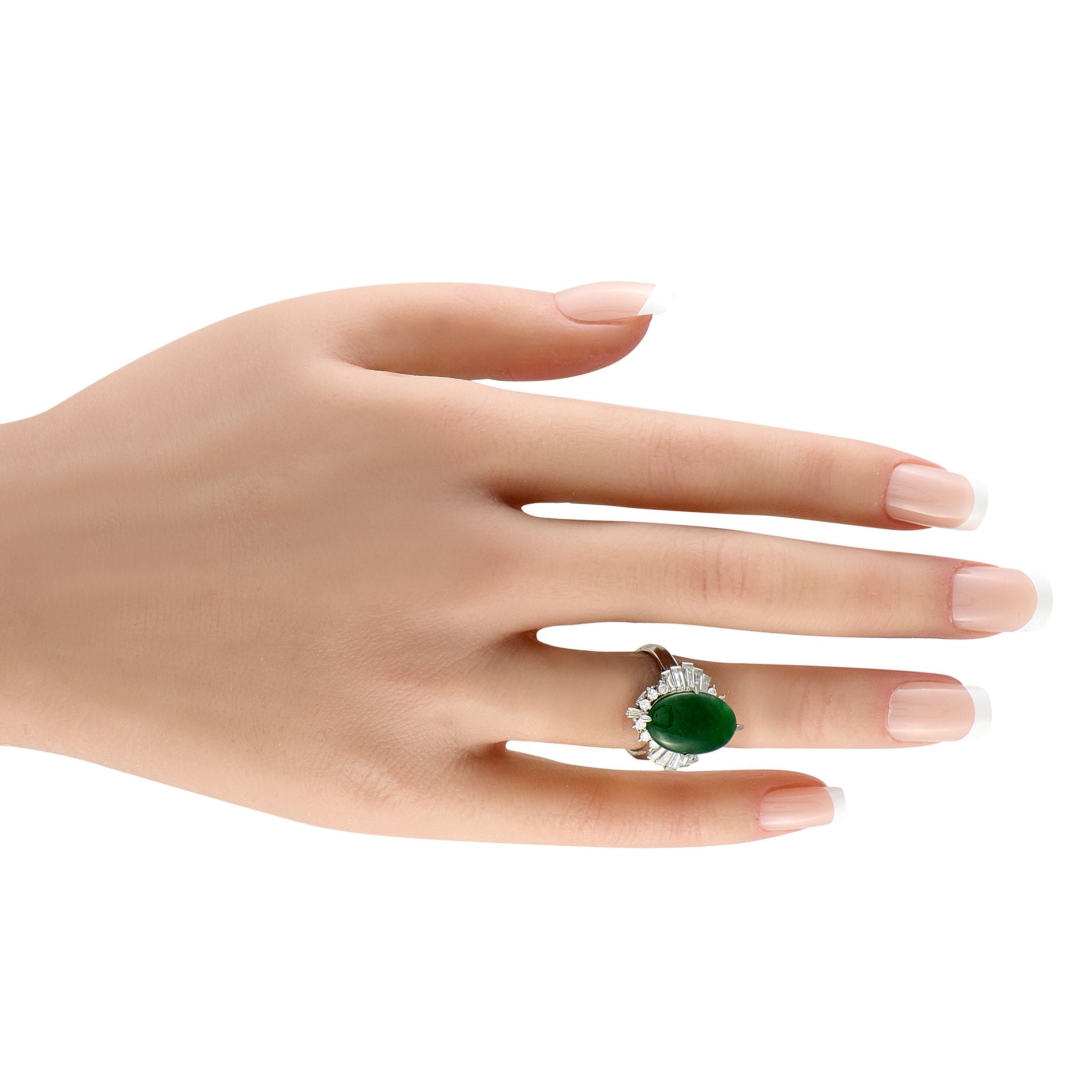 Exclusive Platinum 1.06ct Diamond and Jade Ring