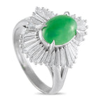 Exclusive Platinum 1.15ct Diamond and Jade Ballerina Ring MF13-073125 – Timeless but with a distinctly chic edge, this Exclus