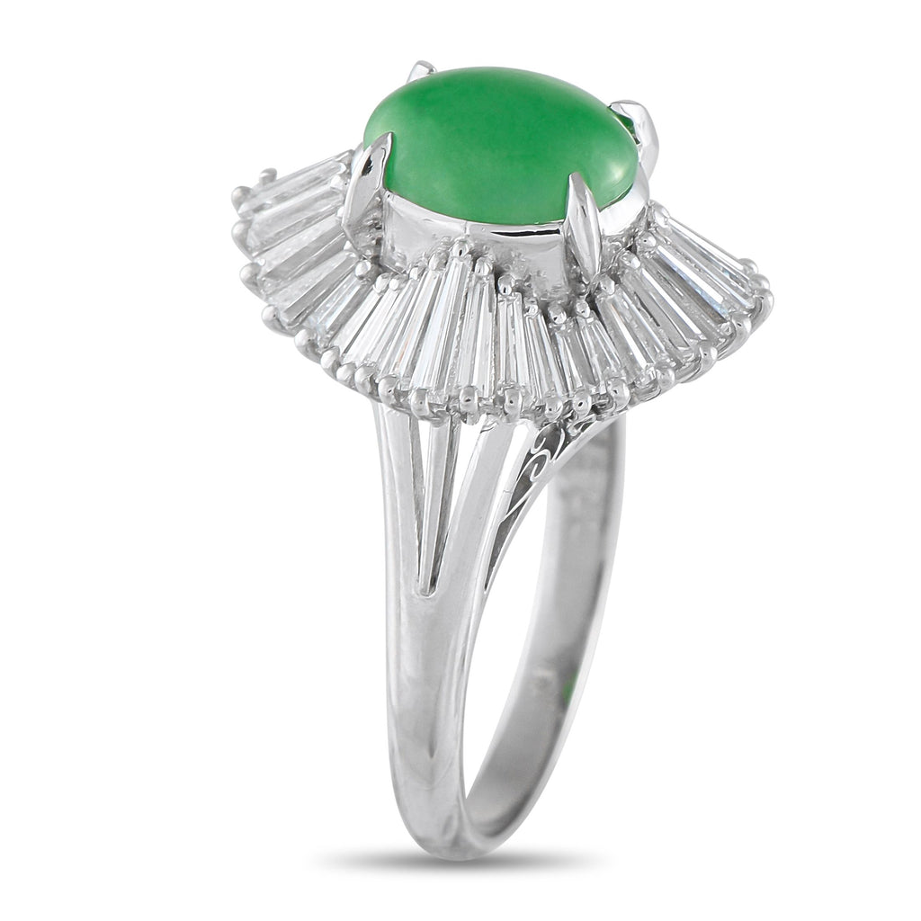 Exclusive Platinum 1.15ct Diamond and Jade Ballerina Ring