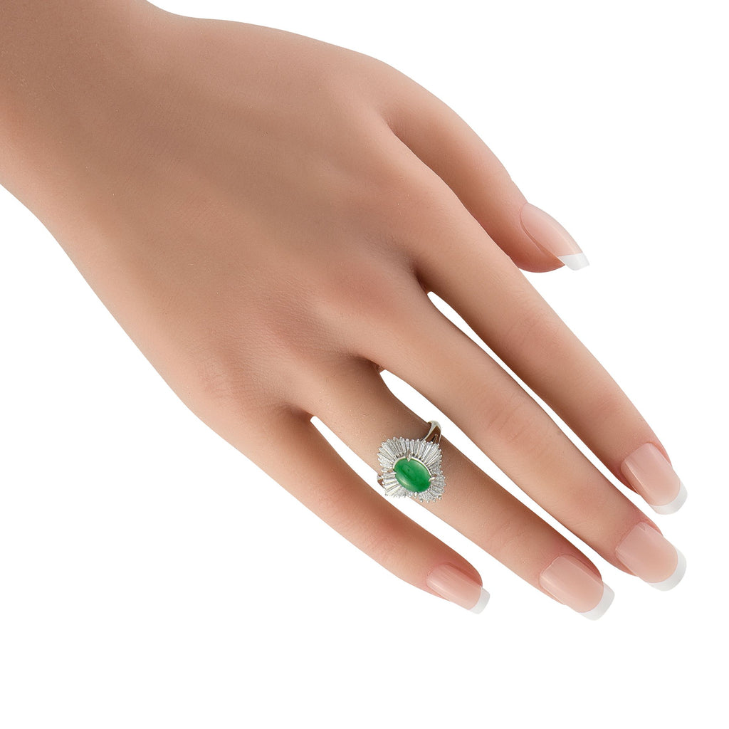 Exclusive Platinum 1.15ct Diamond and Jade Ballerina Ring