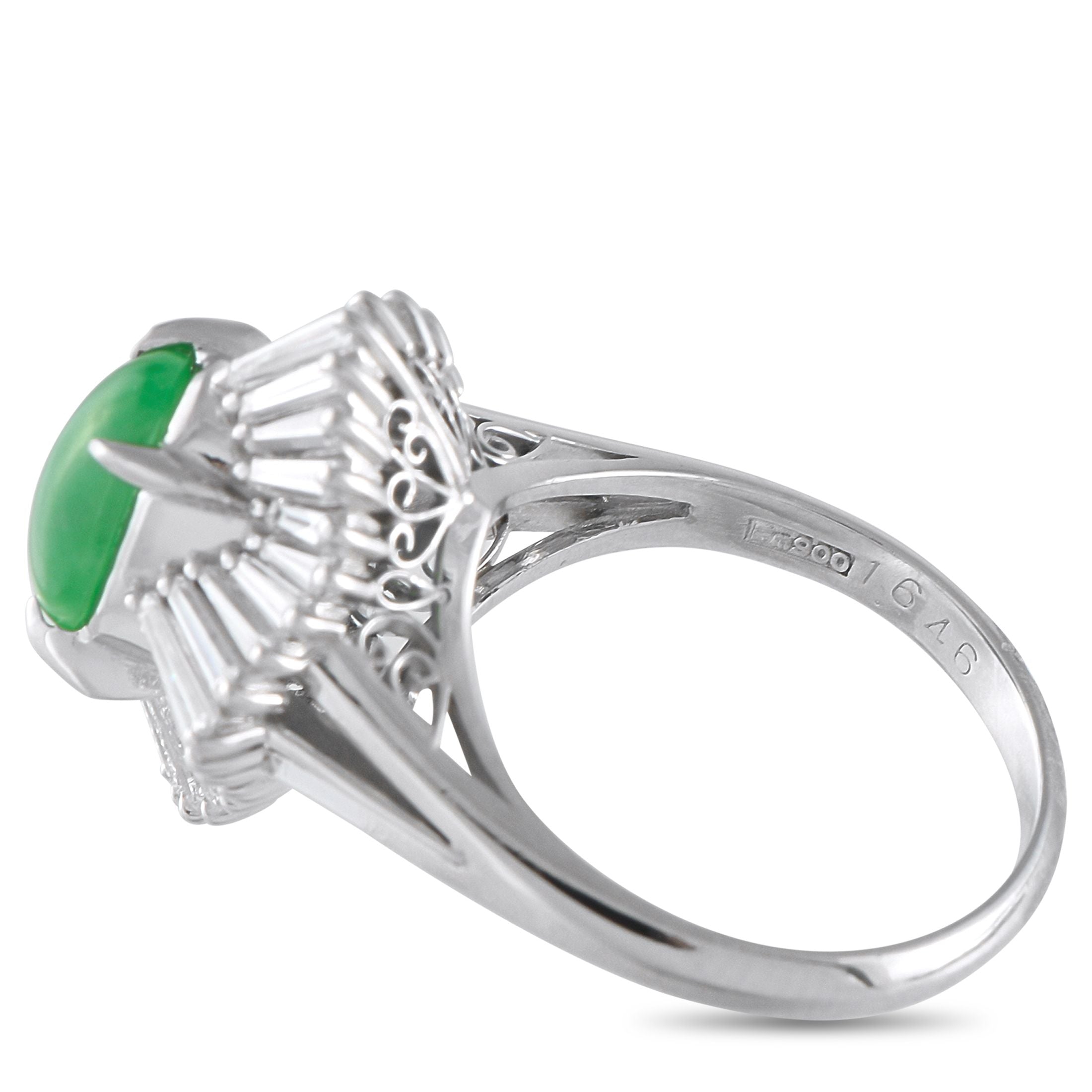 Exclusive Platinum 1.15ct Diamond and Jade Ballerina Ring
