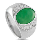 Exclusive Platinum 0.23ct Diamond and Jade Ring MF07-092525 – Add a pop of color to any ensemble with this uniquely elegant r