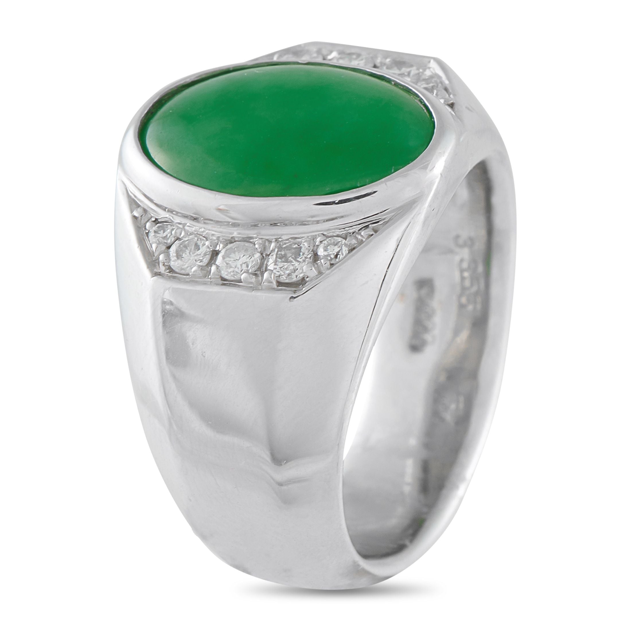 Exclusive Platinum 0.23ct Diamond and Jade Ring