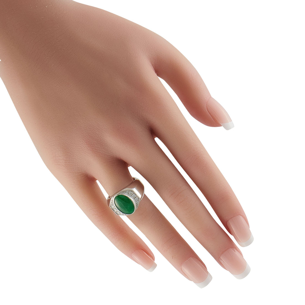 Exclusive Platinum 0.23ct Diamond and Jade Ring