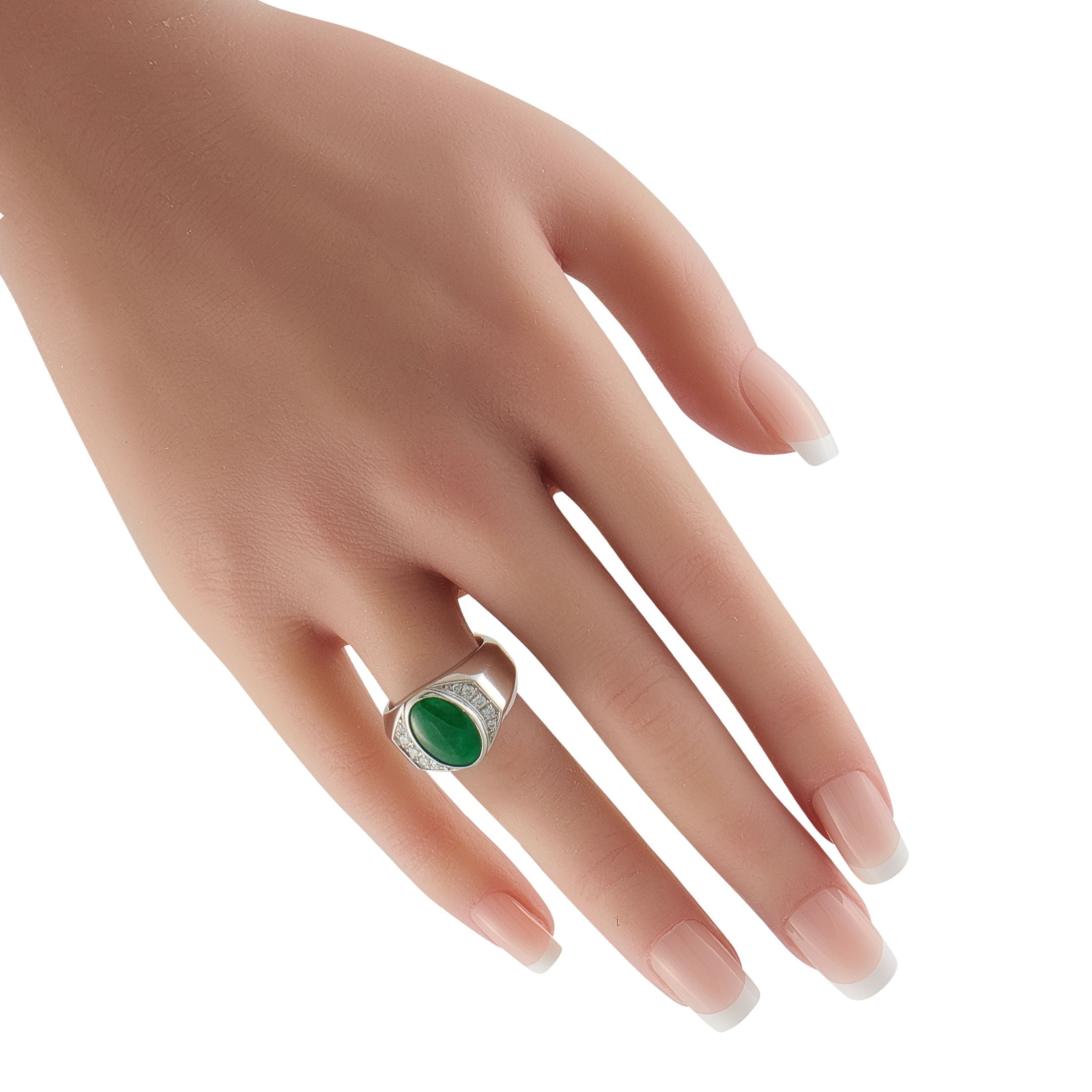 Exclusive Platinum 0.23ct Diamond and Jade Ring