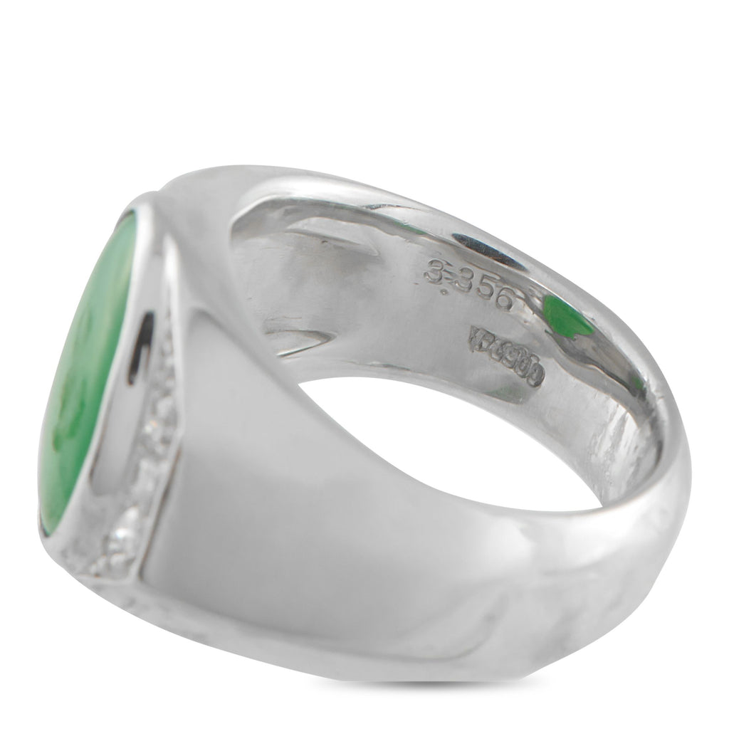 Exclusive Platinum 0.23ct Diamond and Jade Ring
