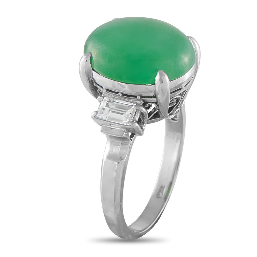 Exclusive Platinum 0.48ct Diamond and Jade Ring