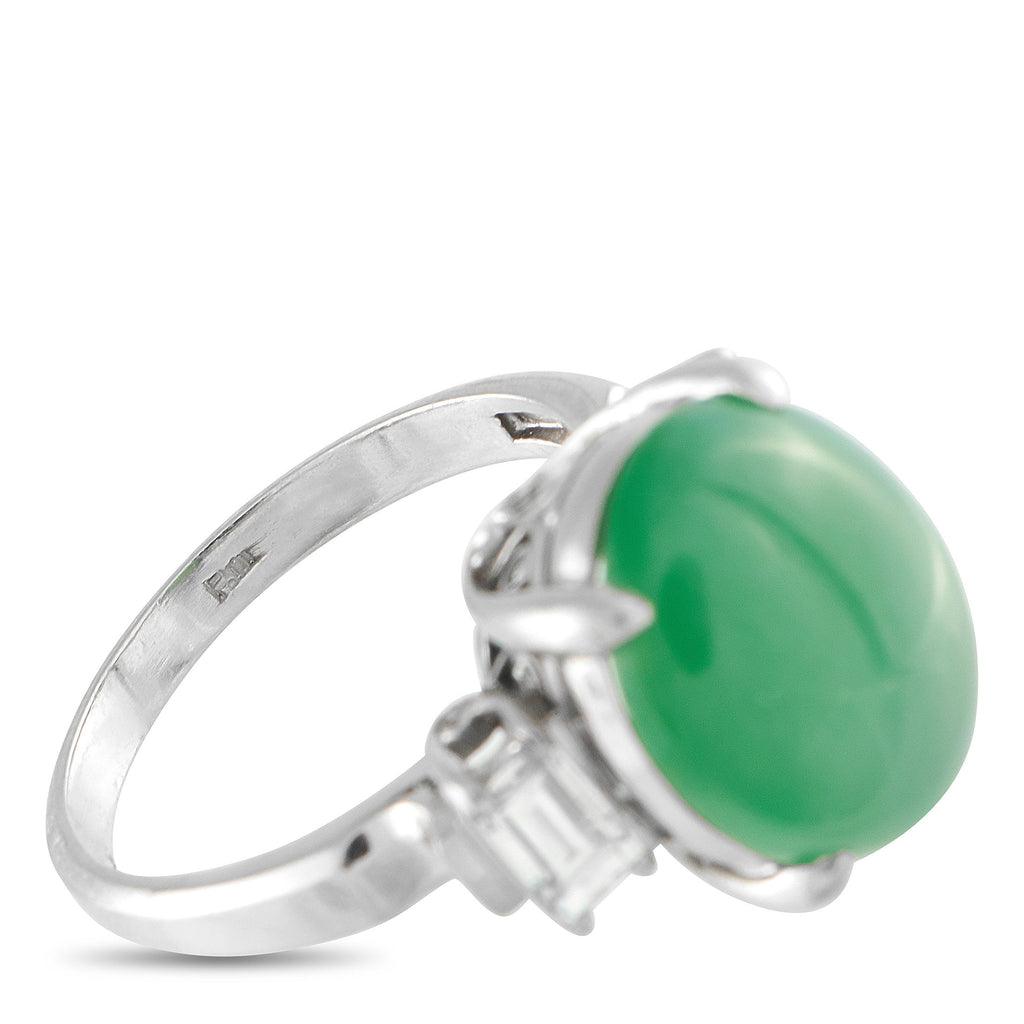Exclusive Platinum 0.48ct Diamond and Jade Ring