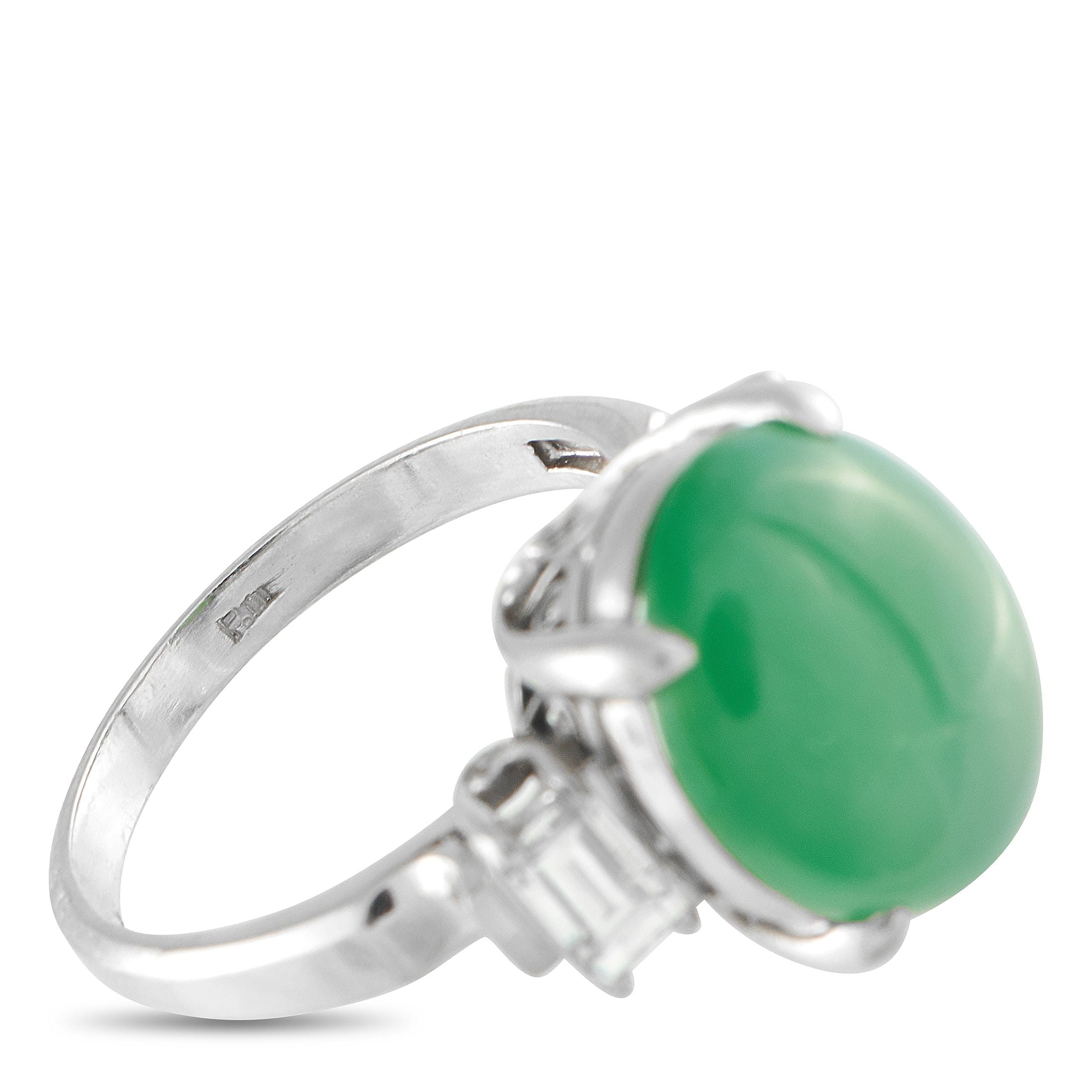 Exclusive Platinum 0.48ct Diamond and Jade Ring