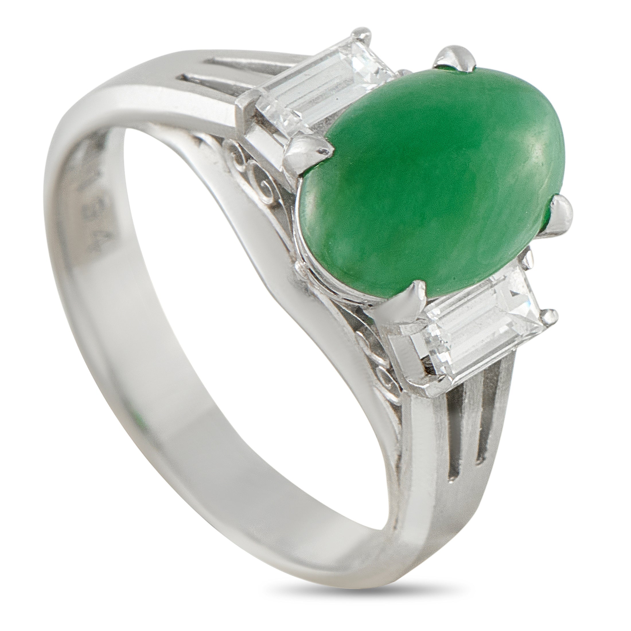 Exclusive Platinum 0.44ct Diamond and Jade Ring