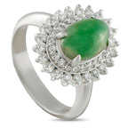 Platinum 0.69ct Diamond and Jade Ring