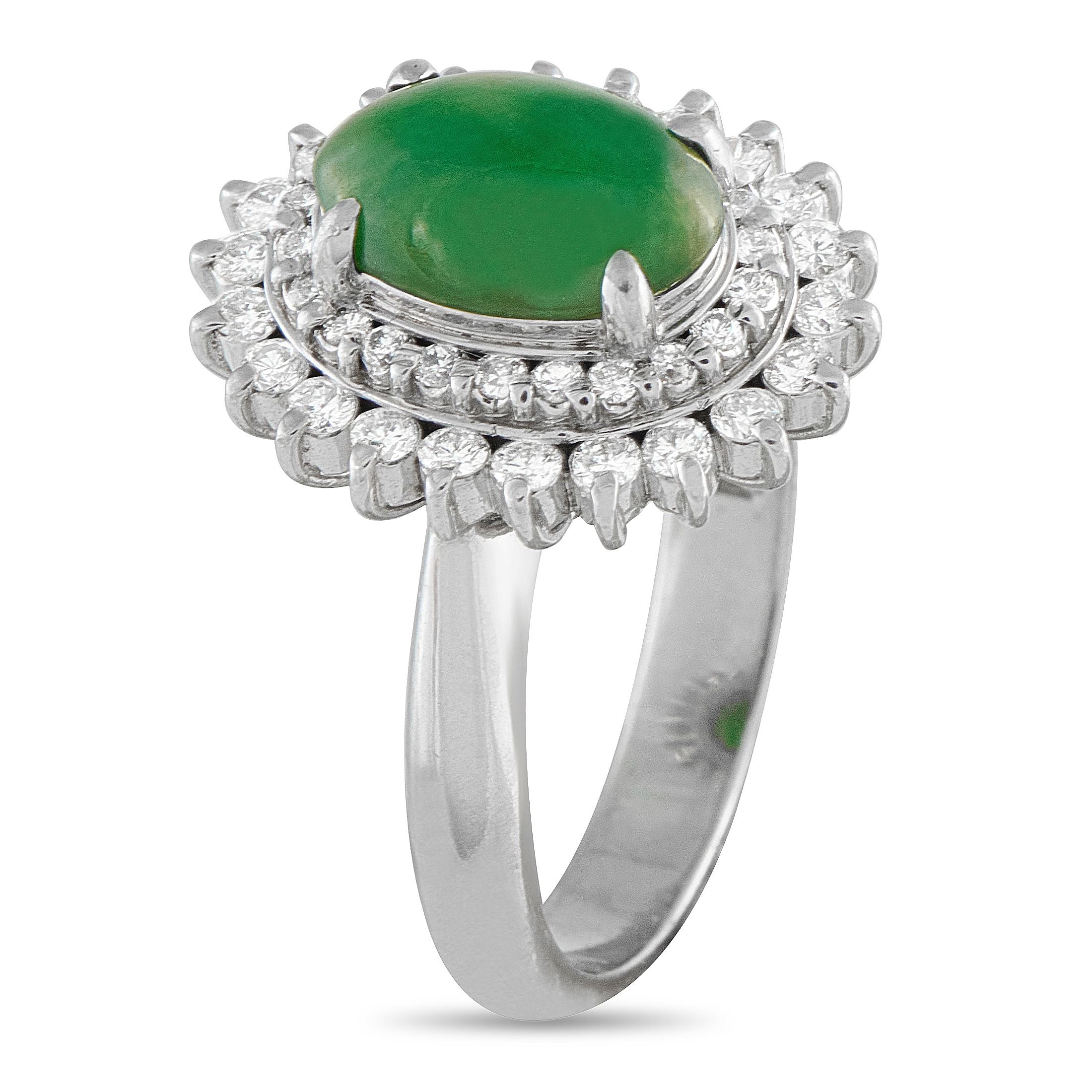 Exclusive Platinum 0.69ct Diamond and Jade Ring