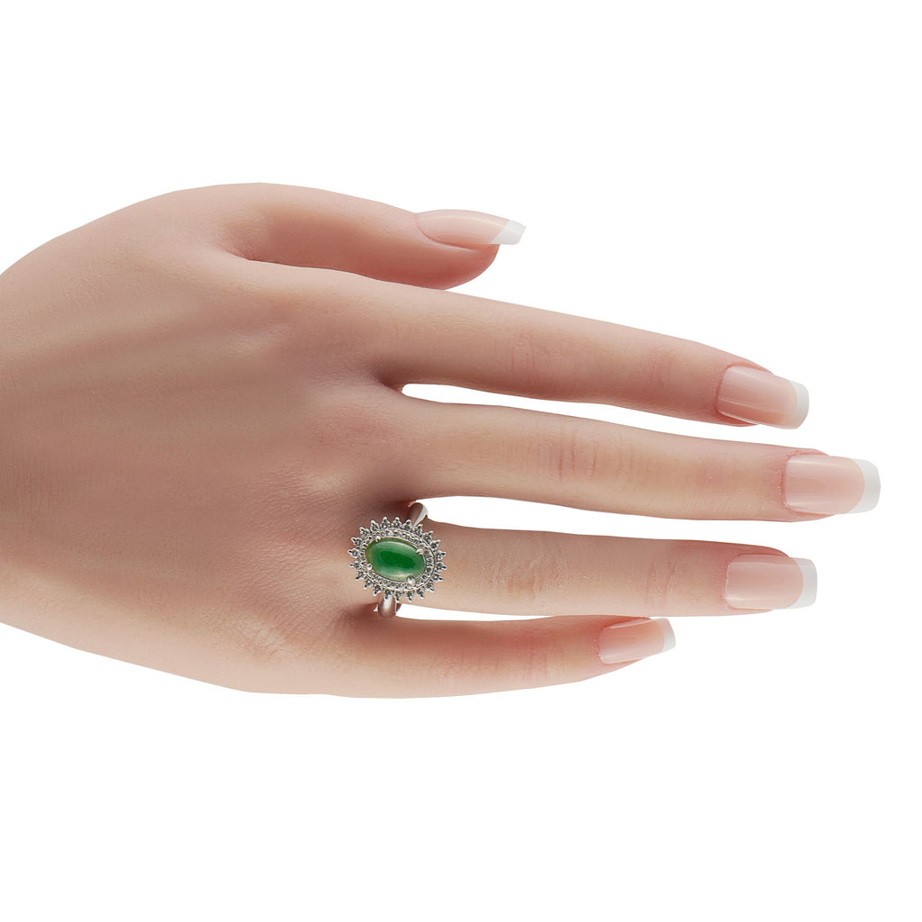 Exclusive Platinum 0.69ct Diamond and Jade Ring