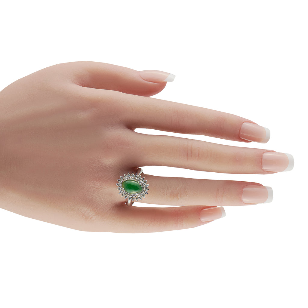 Platinum 0.69ct Diamond and Jade Ring