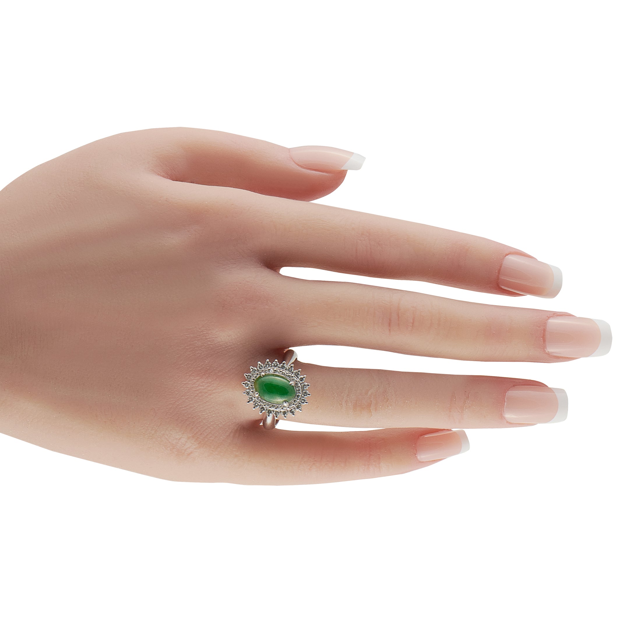 Platinum 0.69ct Diamond and Jade Ring