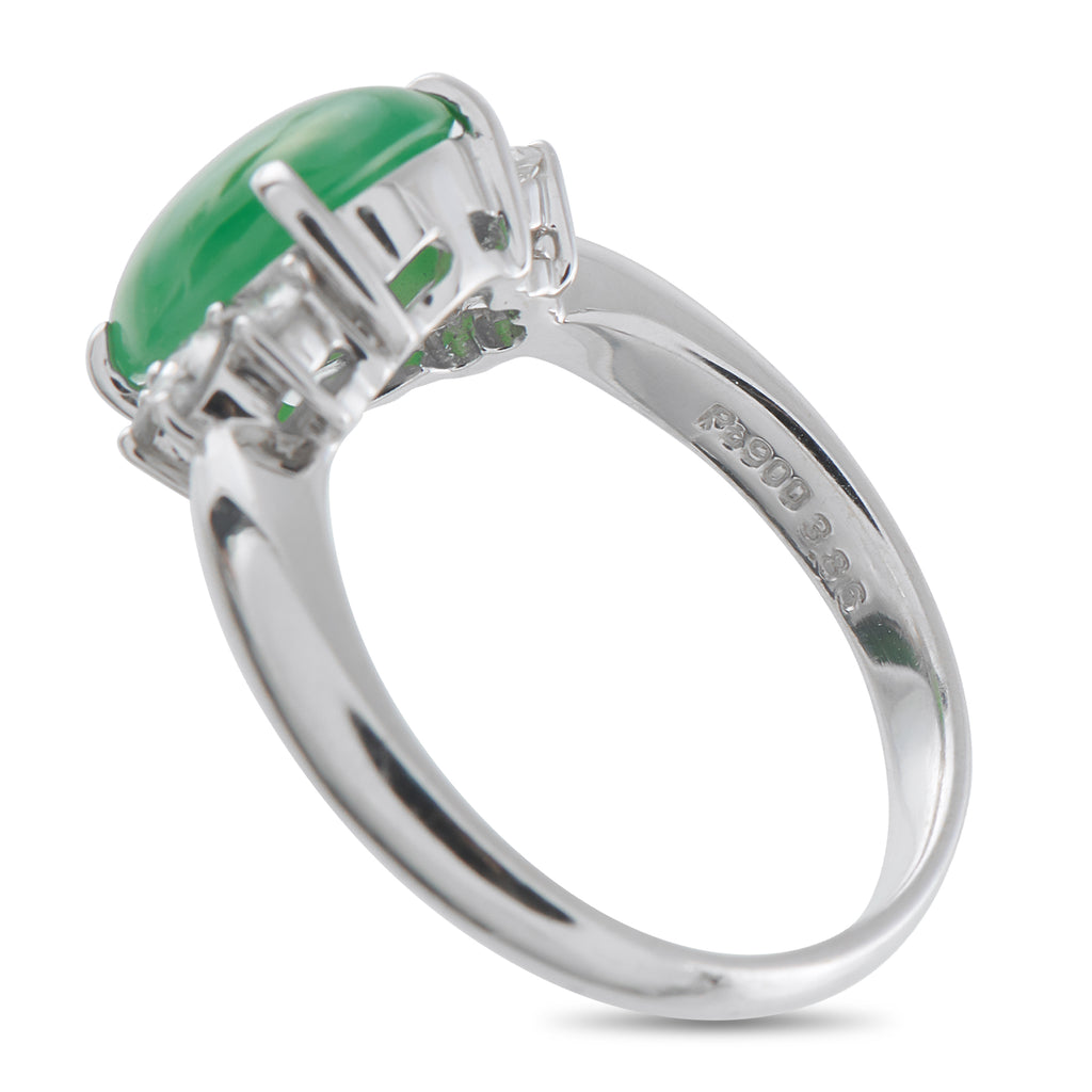 Exclusive Platinum 0.36ct Diamond and Jade Ring