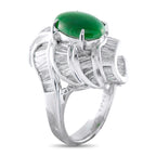 Platinum 4.02ct Diamond and Jade Ring