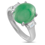 Platinum 0.30ct Diamond and Jade Ring