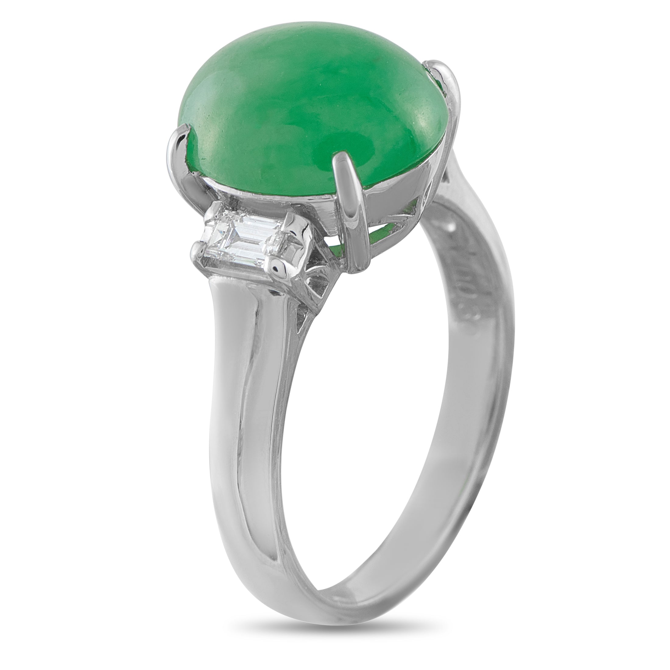 Platinum 0.30ct Diamond and Jade Ring