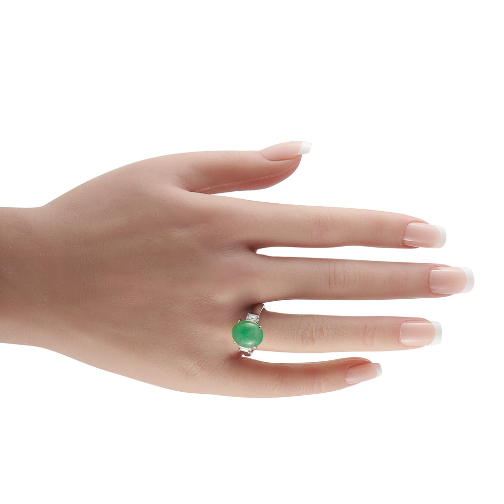 Platinum 0.30ct Diamond and Jade Ring