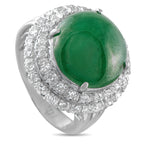 Platinum 0.60ct Diamond and Jade Ring