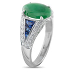 Platinum 0.40ct Diamond, Jade, and Sapphire Ring