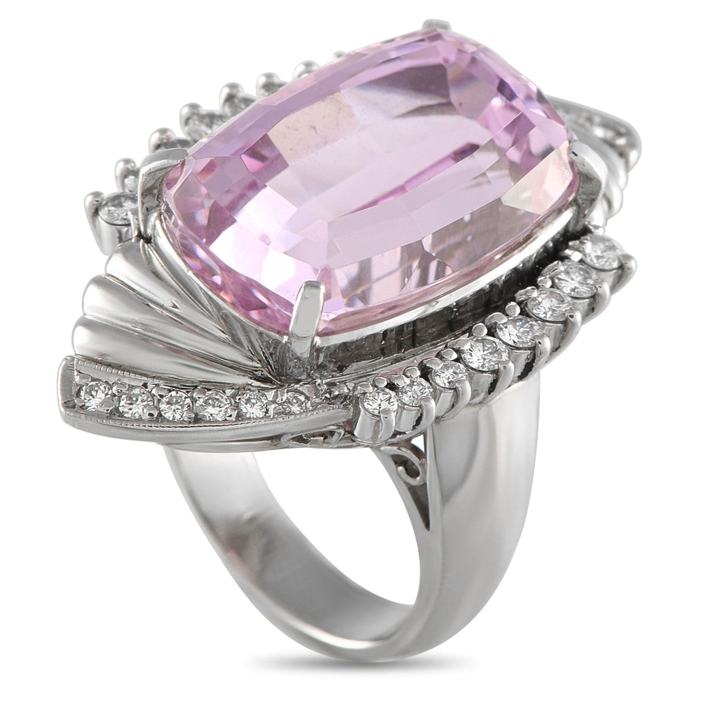 Exclusive Platinum 0.59ct Diamond and Kunzite Ring MF20-061325 – A stunning 22