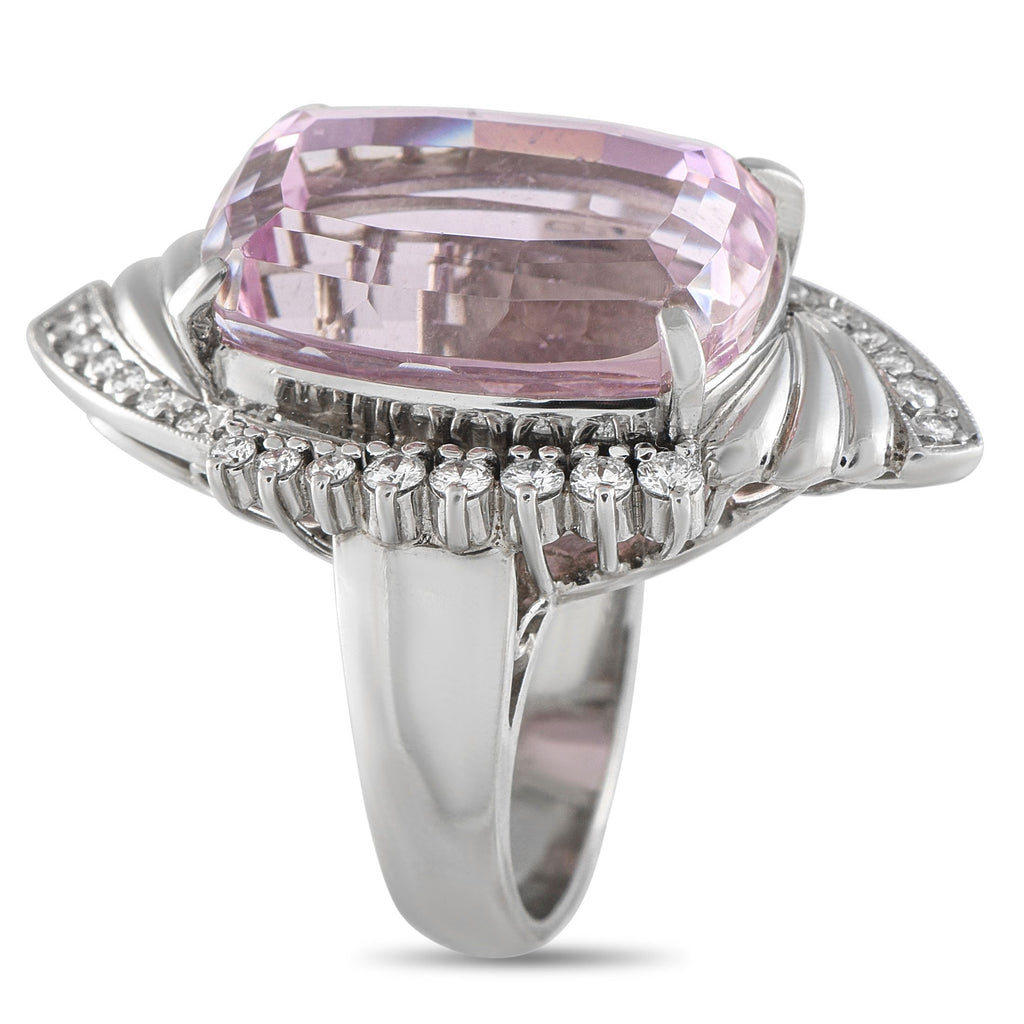 Exclusive Platinum 0.59ct Diamond and Kunzite Ring