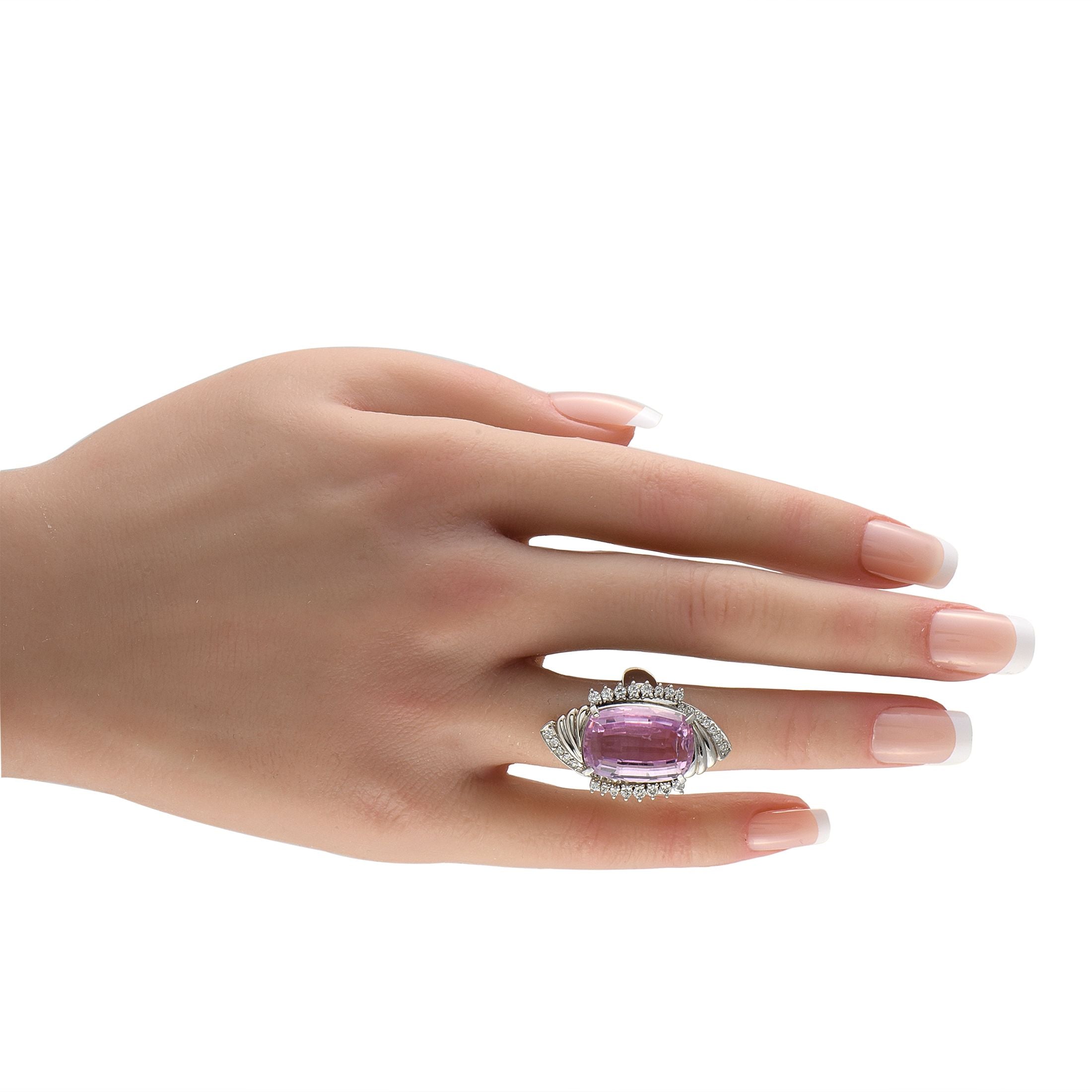 Exclusive Platinum 0.59ct Diamond and Kunzite Ring