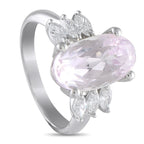 Exclusive Platinum 0.53ct Diamond and Oval Kunzite Ring MF17-073125 – Light as a whisper, sweet as a secret