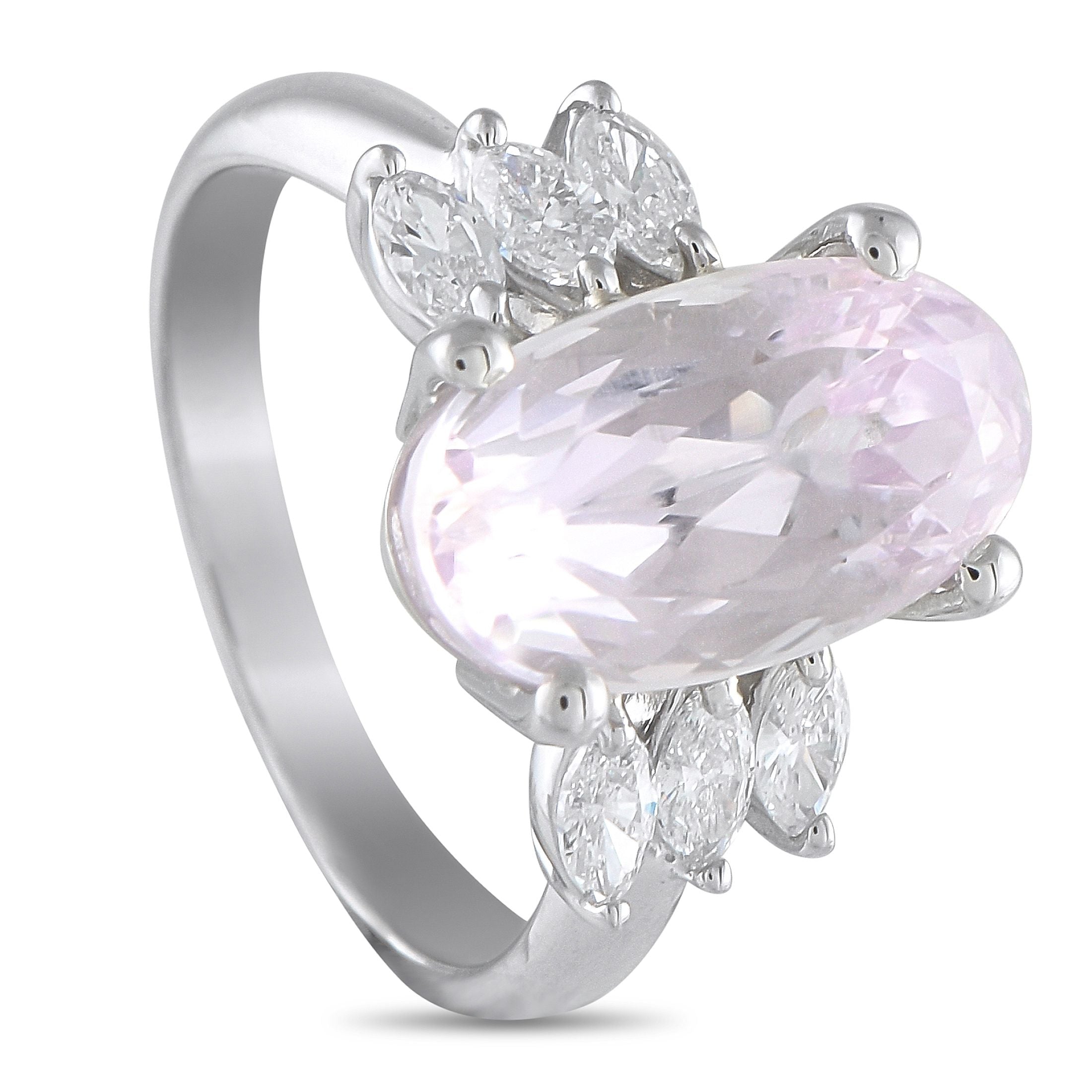 Exclusive Platinum 0.53ct Diamond and Oval Kunzite Ring MF17-073125 – Light as a whisper, sweet as a secret
