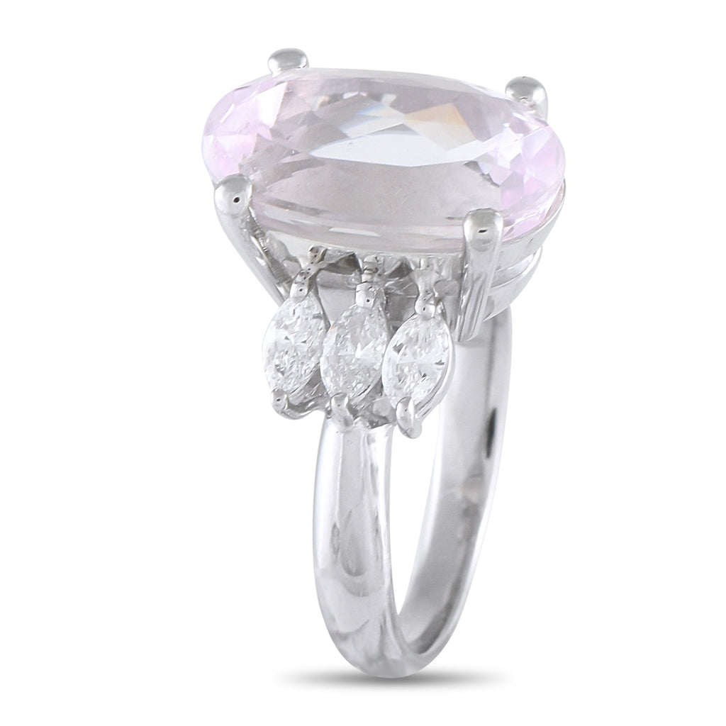 Exclusive Platinum 0.53ct Diamond and Oval Kunzite Ring