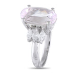 Exclusive Platinum 0.53ct Diamond and Oval Kunzite Ring