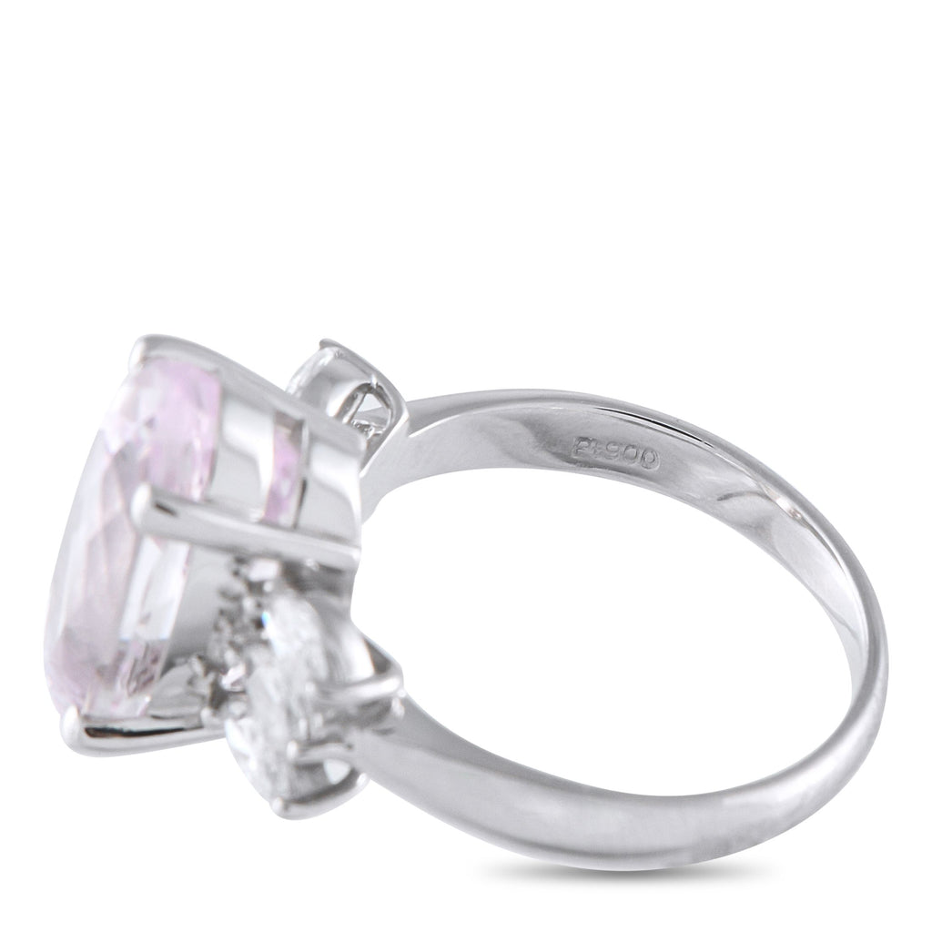 Exclusive Platinum 0.53ct Diamond and Oval Kunzite Ring