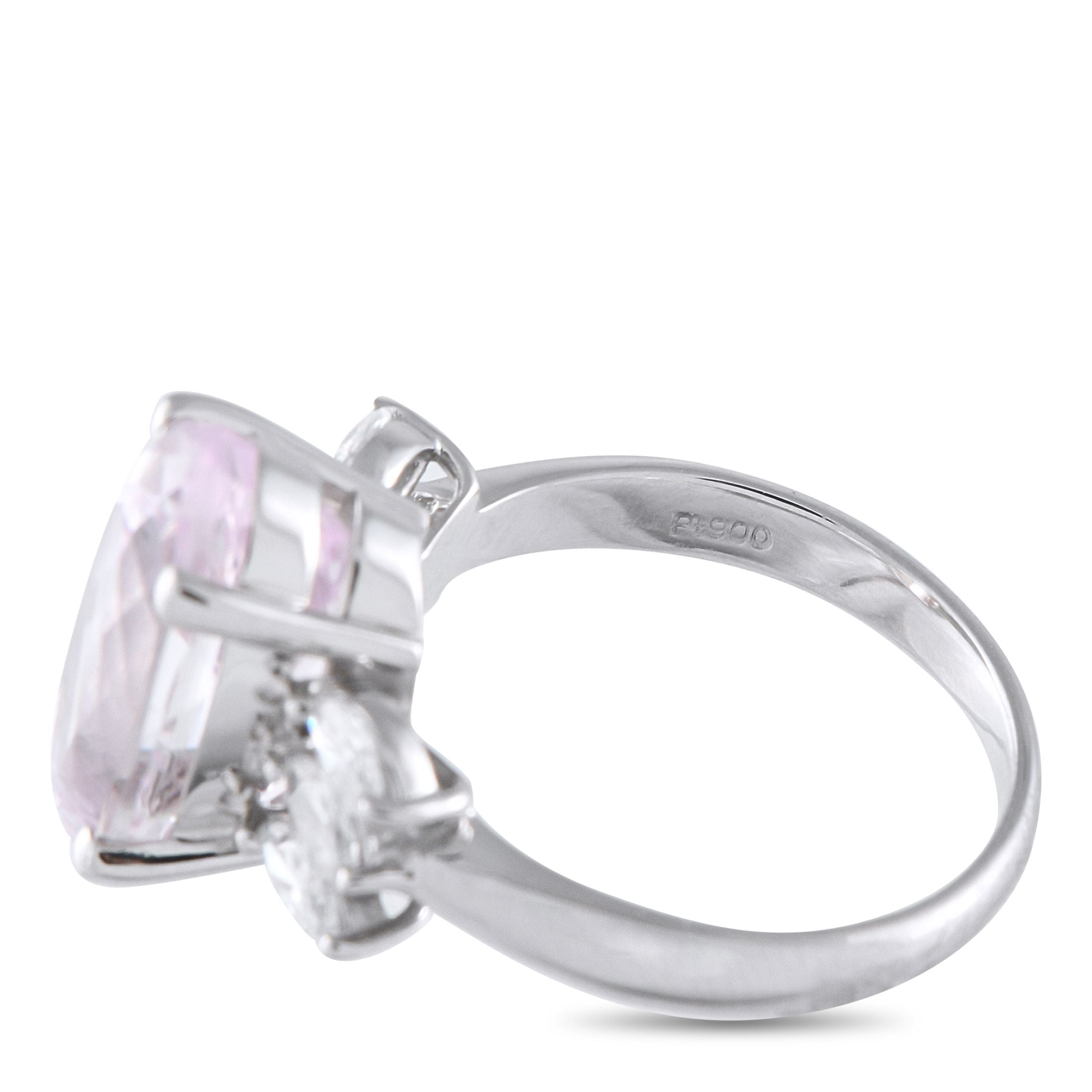 Exclusive Platinum 0.53ct Diamond and Oval Kunzite Ring