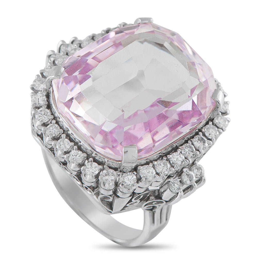 Exclusive Platinum 0.80ct Diamond and Kunzite Ring MF05-101625 – This statement-making ring will continually radiate light