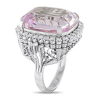 Exclusive Platinum 0.80ct Diamond and Kunzite Ring