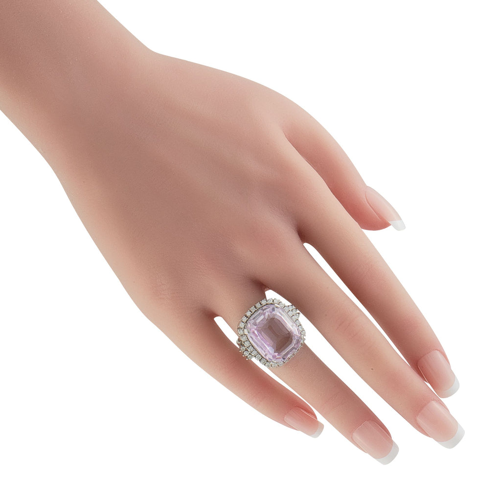 Exclusive Platinum 0.80ct Diamond and Kunzite Ring