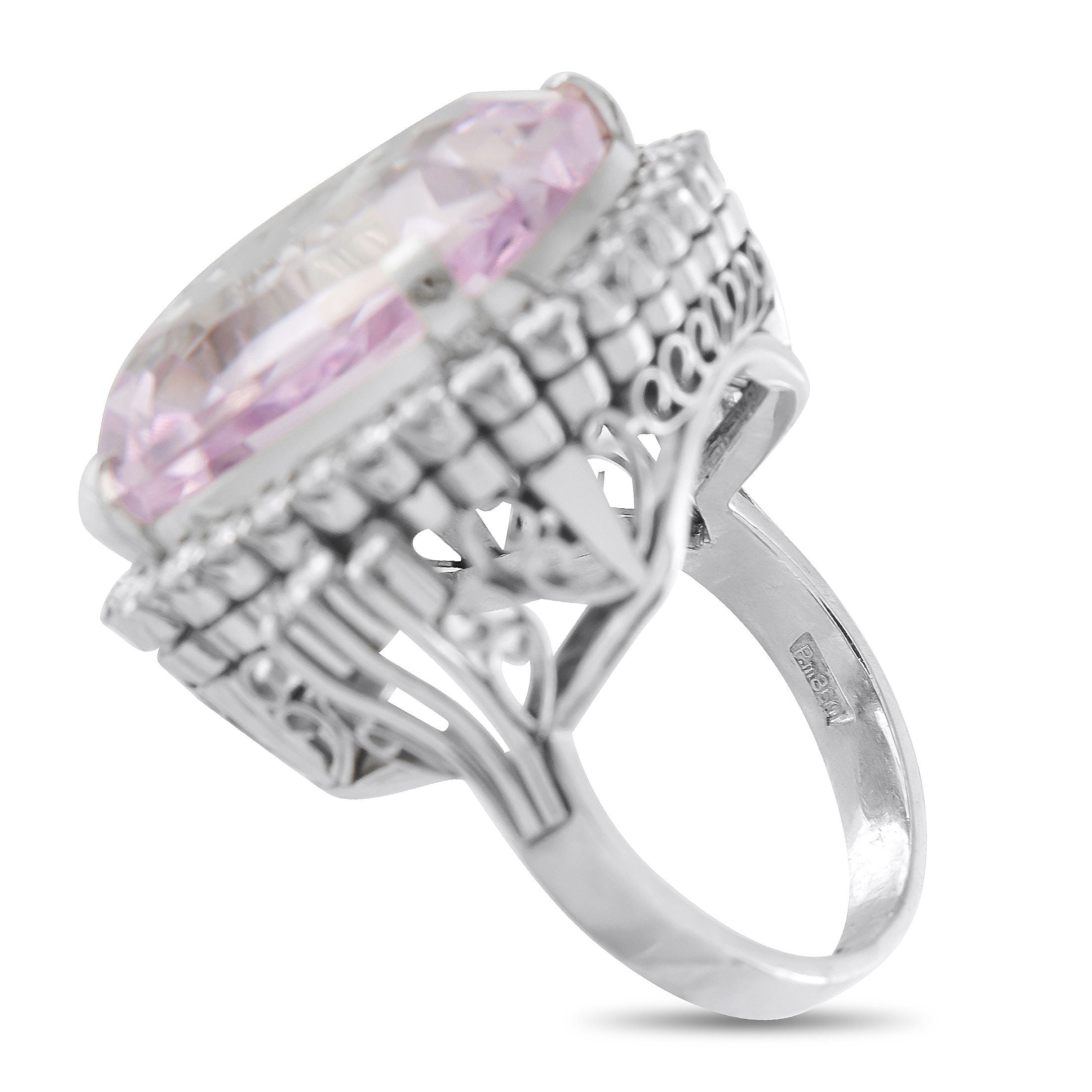 Exclusive Platinum 0.80ct Diamond and Kunzite Ring