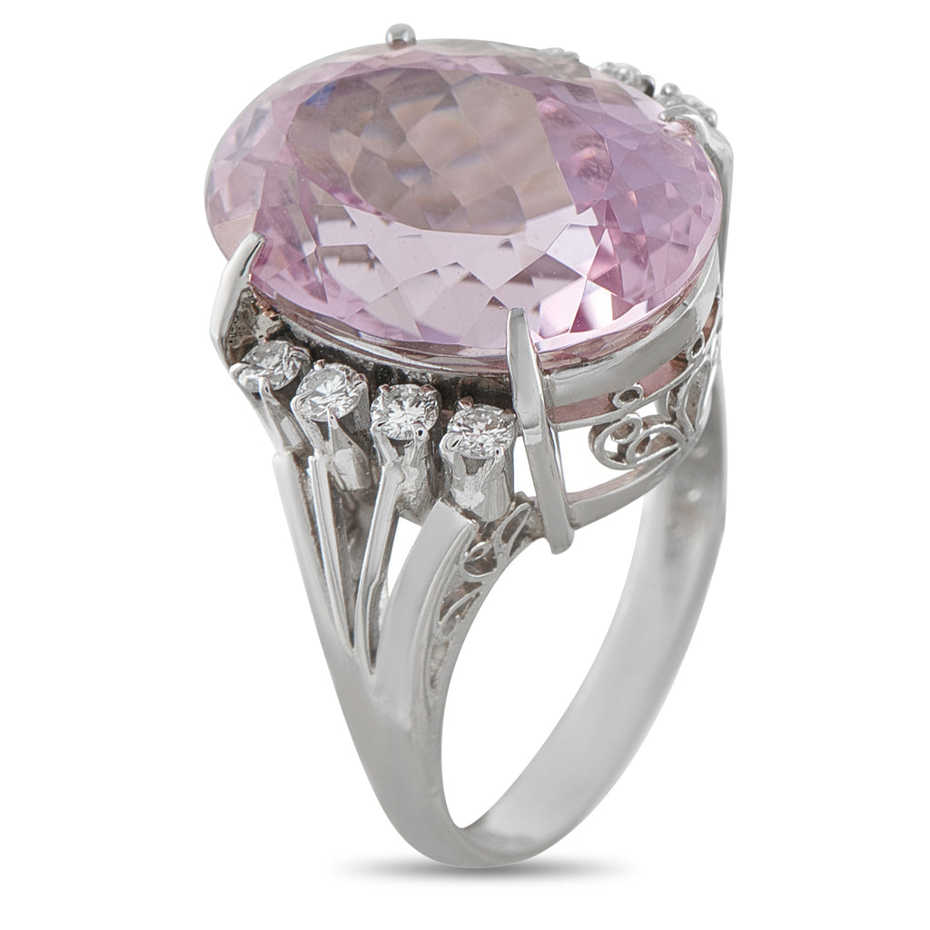 Platinum 0.26ct Diamond and Kunzite Ring