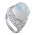 Platinum 0.38ct Diamond and Moonstone Cocktail Ring