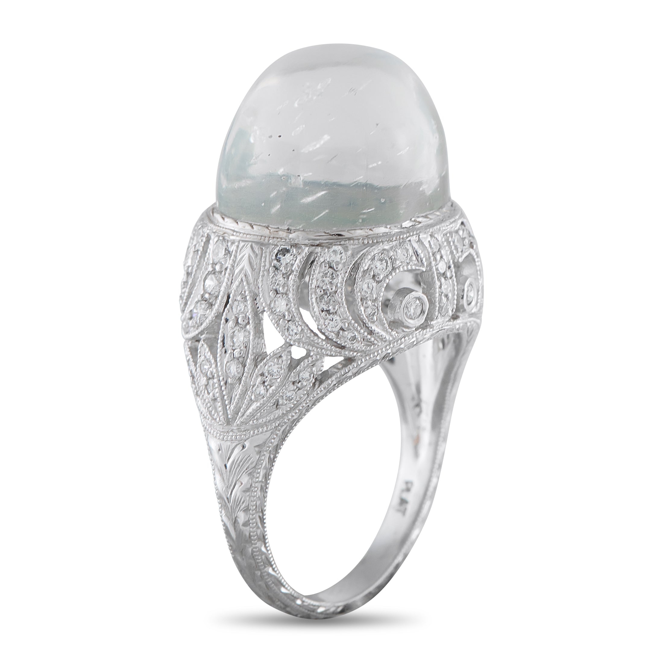 Platinum 0.38ct Diamond and Moonstone Cocktail Ring