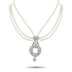 Platinum 2.45ct Diamond and Natural Pearl Multi-Strand Necklace
